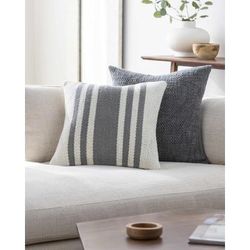 Vadin 18" Square Cottage Wool Off White/Sage/Light Silver/Gray/Metallic Silver Throw Pillow - Boutique Rugs