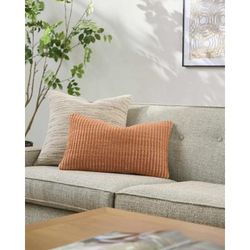 Trory 20" Square Modern Wool Caramel/Ash/Camel/Brick Red/Burnt Orange/Ivory Lumbar Pillow - Boutique Rugs