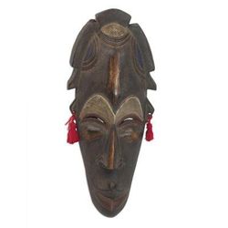 Blessings and Joy,'Hand Carved Sese Wood Nhyira Blessings Mask from Ghana'