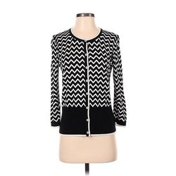 O, Oprah Magazine Collection for Talbots Cardigan Sweater: Black Chevron/Herringbone - Women's Size Small