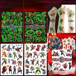 Coffret cadeau The Avengers autocollant de tatouage lumineux enfants bras visage tatouage brillant