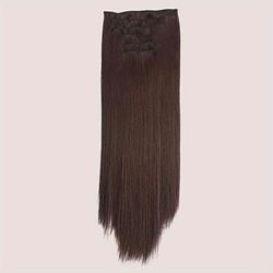 16pcs Clip In Long Straight Hair Extensions Synthetic Fiber Straight Hairpiece For Women Girls Hair Clips Hair Accessories