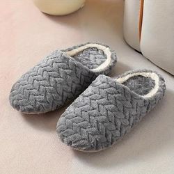 Women's Plush Indoor Slippers, Warm & Cozy Closed Toe Non Slip Shoes, Home Mute Slippers