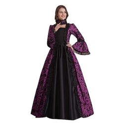Vintage Principessa Periodo coloniale Maxi Vestito Normale A sbuffo Cenerentola Principessa Collo quadrato Costume Tutti Reale Halloween Carnevale Mascherata Feste Halloween Performance Adulti