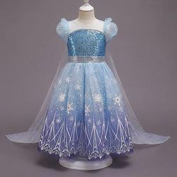 Regina delle nevi Gelido Principessa Elsa Vestito Mantello Abito da damigella Personaggio classico delle fiabe Cosplay Festa in maschera for Ragazze Bambini Halloween Carnevale Settimana del libro