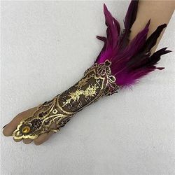 Retrò Vintage Punk Gotico Guanti Lunghi Pizzo di piume Strega malefico Pizzo Costume Per donna Fantasia Notte di Valpurga Mascherata Festa / Sera Adulti Guanti