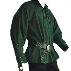 Punk Gotico Medievale Rinascimento Blusa / Camicia Costume Cosplay Tunica Guerriero Cavaliere Vichingo Cavaliere Celtico Ranger Coulisse Tinta unita Costume Per uomo Celtico Costumi da pirata