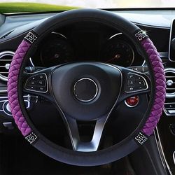 Starfire quattro stagioni coprivolante universale per auto 37-38 cm coprivolante elastico in pelle color ricamato tempestato di diamanti
