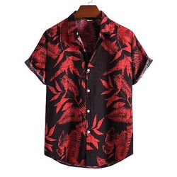 Per uomo Foglie Piante Tropicali Camicia Camicia hawaiana estiva Camicia Aloha Manica Corta Camicia Collo ripiegato Moda Designer Casual All'aperto Streetwear Casuale Bianco rosso Giallo Rosso S M L