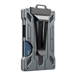 Portafoglio da uomo - clip per soldi in metallo sottile in alluminio con 1 finestra trasparente per badge ID blocco RFID tiene fino a 15 carte con clip per contante. Portafoglio ultra sottile e