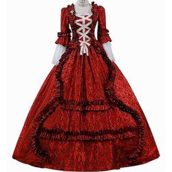 Vintage Principessa Periodo coloniale Maxi Vestito Normale A sbuffo Cenerentola Sposa Principessa Scollo a V Costume Tutti Reale Halloween Carnevale Mascherata Feste Matrimonio Halloween Adulti