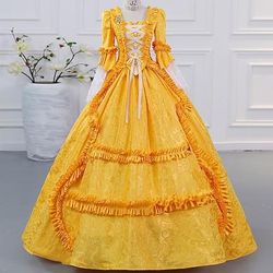 Vintage Principessa Periodo coloniale Maxi Vestito Normale A sbuffo Cenerentola Sposa Principessa Scollo a V Costume Tutti Reale Halloween Carnevale Mascherata Feste Matrimonio Halloween Adulti