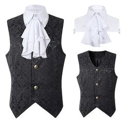 Elegante Retrò Vintage Vittoriano Gilet Collari falsi Normale Principe Aristocratico Slim Fit Jacquard Scollo a V Costume Per uomo Carnevale Capodanno Mascherata Giubileo di platino della Regina 2022
