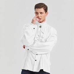 Retrò Vintage Punk Gotico Medievale Blusa / Camicia Mascherata Vampiro Cavaliere Straniero Con Volant Tinta unita Costume Per uomo Costumi da pirata Fantasia Reale Carnevale Mascherata Performance