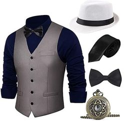 Anni Ruggenti Anni 1920 Retrò Vintage Abiti Gilet Cappello Panama Il grande Gatsby Gentiluomo Moda Costume Per uomo Natale Halloween Carnevale Balli di fine anno Addio al Nubilato Festival Adulti