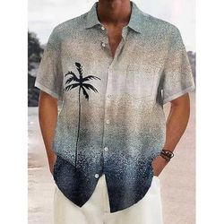 Per uomo Piante Tropicali Bandiera Nazionale Camicia Camicia hawaiana estiva Camicia Aloha Maniche Corte Camicia Collo ripiegato Sport Moda Streetwear All'aperto Streetwear Casuale Rosso Blu Verde S