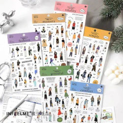 Kawaii Girls Daily Journaling Stickers Cute People decalcomania Sticker per planner Collage Junk