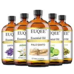EUQEE 118ML Plant Essential Oils For Diffuser Palo Santo Cardamom Blue Tansy Nutmeg Marjoram Lavender Vanilla Rose Aroma Oils