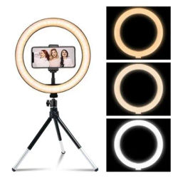 LED Photography RingLight 3 Modes Dimmable Selfie Ring Light With Tripod & Phone Stand For TikTok
