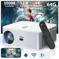 HORLAT 30000Lumens Android12 4K Decode Outdoor Projector Full HD 1080P Video 3D Home Theater Keystone 5G WiFi Portable Proyector