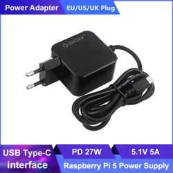5.1V 5A Raspberry Pi 5 Power Adapter 100V-240V Type-C Power Supply EU US UK Plug Power Charger for RPI 5 Pi5