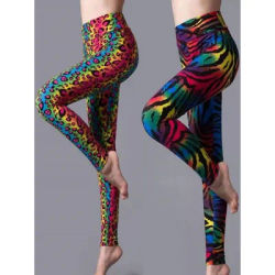 CUHAKCI High Waist Leggings Sportwear Workout Women Jeggings Elastic Pants Leopard Summer Printed Stripe Sexy Fitness Leggins