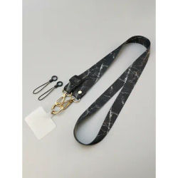 Marble Pattern Universal Adjustable Crossbody Cell Phone Lanyard Neckband Strap Rope Anti-Lost Phone Lanyards With Gasket Clip