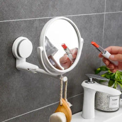 360°rotating Folding Makeup Mirror Wall-mounted Installation-free Round Wall-mounted Shaving Mirror HD Bath Accessories