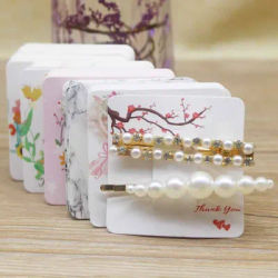 6x6cm 50pcs square shape white /brown hair card jewelry package hair clip card black blank paper hairclaw oranments display card