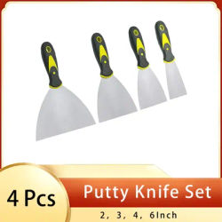 Putty Knives Set 4 PCS Metal Scrapers Scrapers for Drywall Putty Decals Wallpaper Baking Patching and Painting 4Sizes