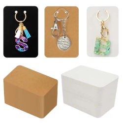 50pcs 6x9cm Keychain Display Paper Cards Stand Cardboard For Keyring Jewelry Holder Packaging Small Businesses Supplies Material