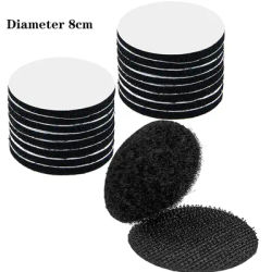 8cm Round Black Self Adhesive Hook and Loop Dots Waterproof Sticky Glue Coins Tape Loop Fastener For Home Classroom Office