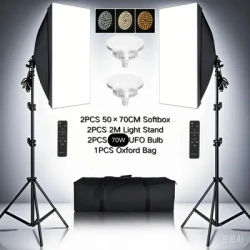 20w/30w/40w Softbox Lighting Kit Continuous Photography Lighting Kit E27 Bulb Photo Studio Lights Equipment for Camera Shooting