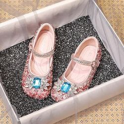 Frozen Cenerentola principessa Elsa Mary Jane scarpe ragazze film cosplay paillettes Halloween argento rosa scarpe rosa Halloween carnevale mascherata poliestere plastica costumi