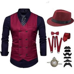 Anni Ruggenti Anni 1920 Retrò Vintage Abiti Completi Blazer Il grande Gatsby Gentiluomo Costume Per uomo Halloween Casual Quotidiano Festa / Cocktail Adulti Cappello Cravatta Bretelle