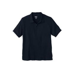 Men's Big & Tall 1/4 Zip drop needle polo by KingSize in Black (Size 3XL)