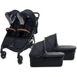 Valco Trend Duo Twin Side by Side Double Stroller + Bassinet Bundle 2025 Black / Black