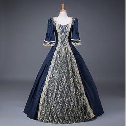 Taglie Forti Rococò Vittoriano Vestito Costume Cosplay Mascherata Taglie Forti Normale Su misura Cenerentola Regina Vittoria Pizzo Pizzo Stampa Abito da ballo Costume Per donna Reale Natale Halloween