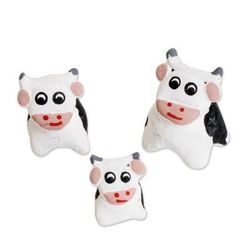 Cow Family,'Set of 3 Hand-painted Cow-themed Ceramic Figurines'