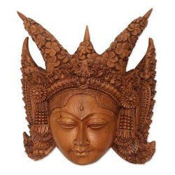 Legong Kraton,'Suar Wood Wall Mask of a Legong Kraton Dancer from Bali'