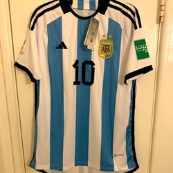 Adidas Shirts | Argentina 2022 Qatar Aeroready Home Jersey Messi World Cup Adidas Shirt Large | Color: Blue/White | Size: L
