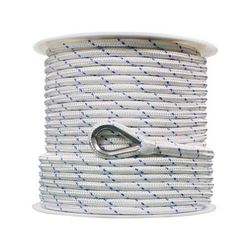 Extreme Max Boattector Double Braid Nylon Anchor Line With Thimble - 1/2in x 250ft White w/ Blue Tracer 3006.2519
