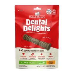 Dental Delights Dog Treats, 5.5 oz., Count of 4, Large