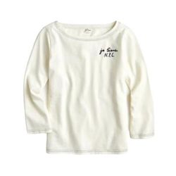 J. Crew Tops | J Crew Women's Ivory Je T'aime Nyc New York City 3/4 Sleeve Shirt Sz Medium | Color: Cream | Size: M