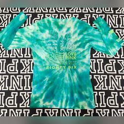 Pink Victoria's Secret Tops | (H) Vs Pink Custom Tie Dyed Tee | Color: Blue/Green | Size: Xs