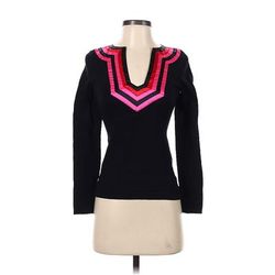 INC International Concepts Silk Pullover Sweater: Black Chevron - Women's Size P
