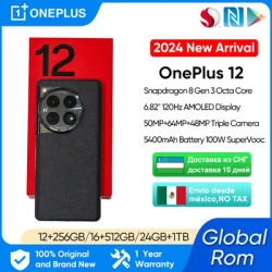 2023 New Original OnePlus 12 Global Rom Snapdragon 8 Gen 3 6.82 Inch AMOLED Display Screen 50MP 5400mAh Battery 100W SuperVooc