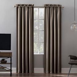 Wide Width Sun Zero™ Oslo 100% Blackout Rod Pocket Panel by BrylaneHome in Mushroom (Size 52" W 63" L)