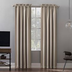 Wide Width Sun Zero™ Oslo 100% Blackout Rod Pocket Panel by BrylaneHome in Stone (Size 52" W 63" L)