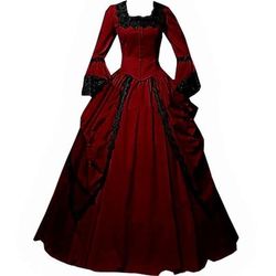 Vintage Principessa Periodo coloniale Maxi Vestito Normale A sbuffo Cenerentola Sposa Principessa Scollo a V Costume Tutti Halloween Carnevale Mascherata Feste Matrimonio Halloween Adulti